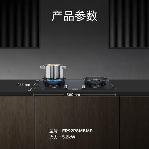 西门子（SIEMENS）5.2kW聚焰大火力嵌入式燃气灶 大师级9段自由控火 瞬燃点火 意外熄火保护 智能烟灶联动 ER92P8MBMP 商品图6
