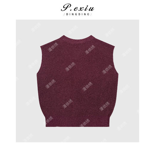 03-5潘依绣丁丁宠粉PanYiXiu/潘依绣【葡萄果酱】和纸纱人丝干爽透气V领无袖背心D408 商品图2