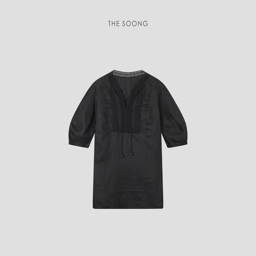 THESOONG"仲夏南法"天然亚麻特织镂空系绳领口肌理连衣裙HBQZ6666 商品图4