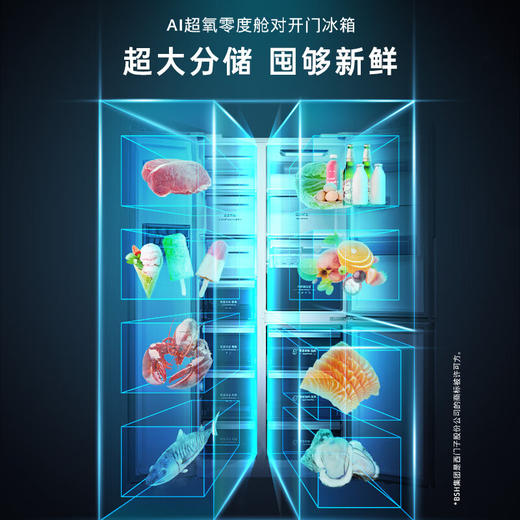 西门子（SIEMENS）超氧零度保鲜对开三门多门家用冰箱550L 智能e-Nose除菌净味 双循环风冷无霜 KT575691AC 【湖蕴蓝】 商品图4
