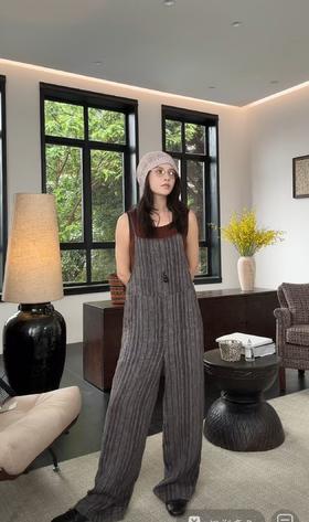 THESOONG"夏日时髦精"纯忝然亚麻凉感松弛肌理感吊带连体裤HBKZ4492