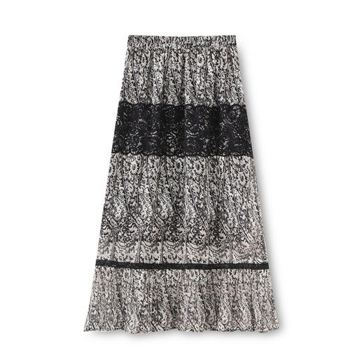 「高货wl」全新升级【铂金会员257/天猫339/差价82】(13240)洛诗琳夏季蕾丝拼烧花印花半裙2025新款小众设计通勤长裙 商品图4