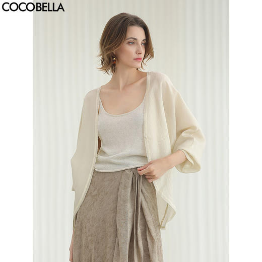 COCOBELLA重工对丝梅子色短外套女夏蝙蝠袖遮阳开衫SC7077-3 商品图1