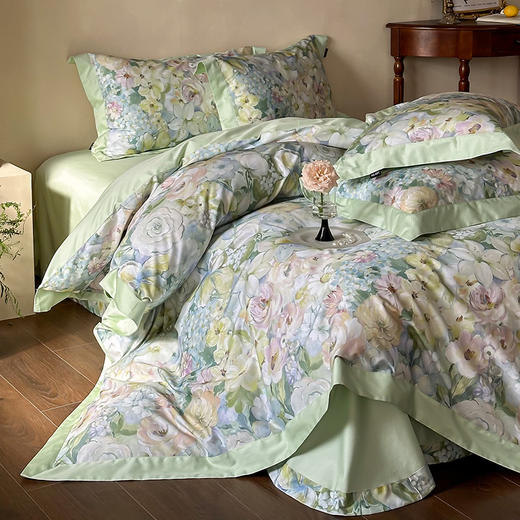 自然醒高端100支长绒棉数码印花双拼边全棉纯棉四件套HS 商品图10