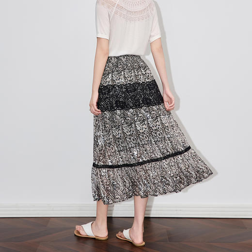 「高货wl」全新升级【铂金会员257/天猫339/差价82】(13240)洛诗琳夏季蕾丝拼烧花印花半裙2025新款小众设计通勤长裙 商品图1