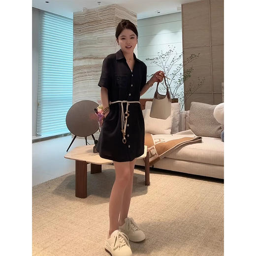 COCO ZONE 刘一一  【莱赛尔亚麻混纺】单排扣修身连衣裙CD1A0884 商品图1