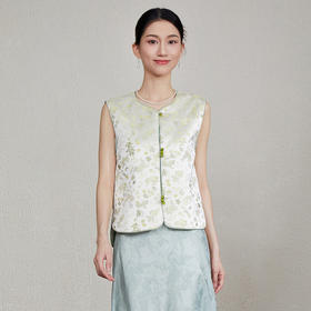 「自」全新升级【铂金会员349/天猫469/差价120】(33616)洛诗琳新中式织锦提花马甲2025夏季新款复古国风马甲上衣