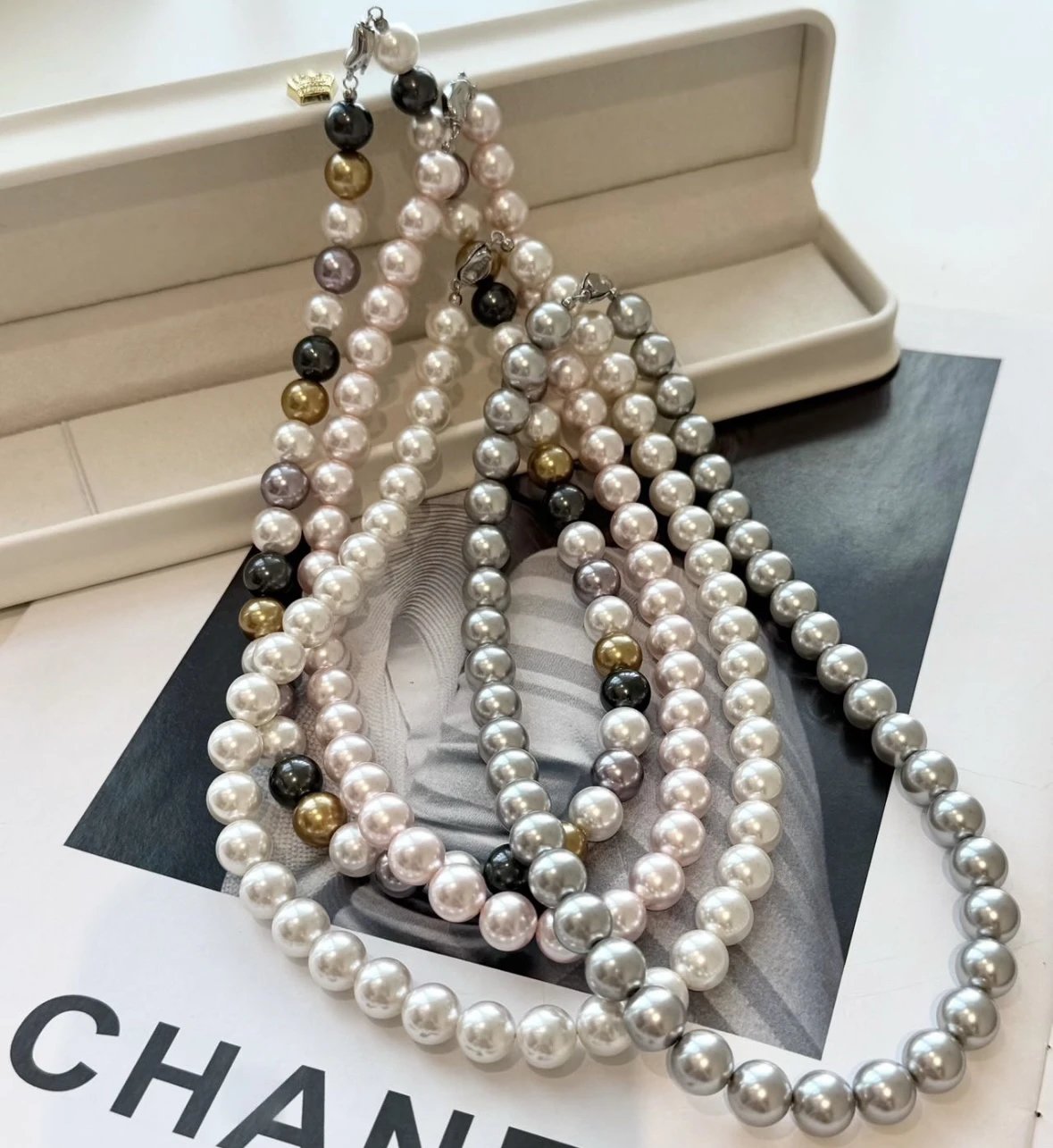 经典返场！人造澳白珍珠项链  樱花粉/混彩/经典奶油白/真多麻，多尺寸可选