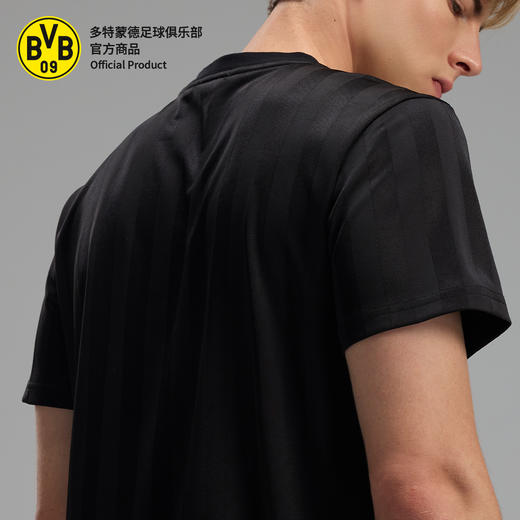 【官方正版】多特蒙德足球俱乐部 | 黑色暗纹T恤圆领黄色肩线短袖 商品图3