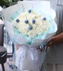 海盐冰淇淋--芭蕾风蓝白色系玫瑰花束 商品缩略图1