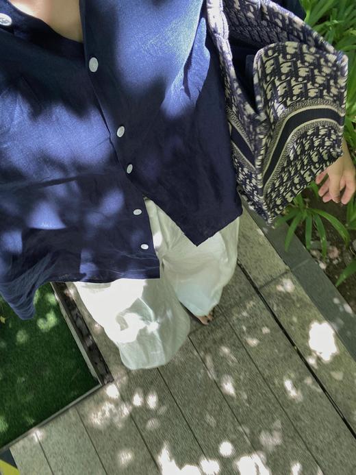 水洗薄如丝棉麻高级色调青蓝衬衫防晒衫 商品图3