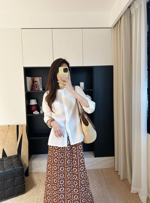 轻氧呼吸感！亚麻天丝！2025松弛精致显瘦圆领七分袖衬衫女夏新！ 商品图8