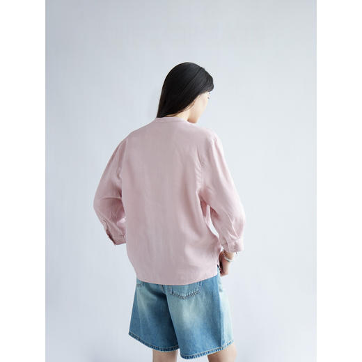 轻氧呼吸感！亚麻天丝！2025松弛精致显瘦圆领七分袖衬衫女夏新！ 商品图3