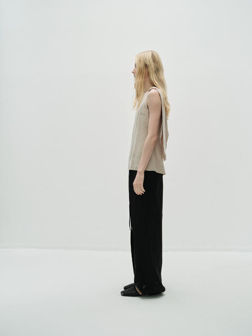 VC｜PF25016 Estonia flap tank top  [ 无袖上衣 浅米 / 黑 ] 商品图4
