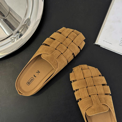 包头博肯鞋女2025春夏新款复古镂空休闲外穿勃肯凉拖鞋一脚蹬半托 商品图3