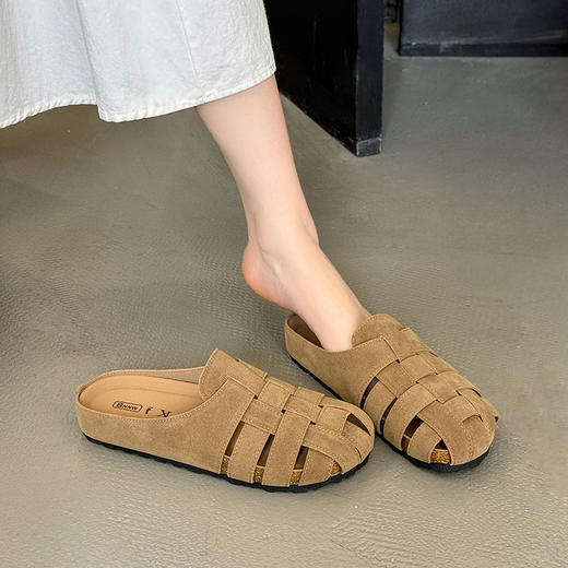包头博肯鞋女2025春夏新款复古镂空休闲外穿勃肯凉拖鞋一脚蹬半托 商品图1