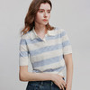 初语舒爽十字麻短袖针织衫女条纹polo上衣休闲小衫 商品缩略图0