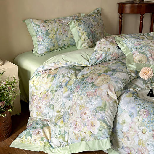 自然醒高端100支长绒棉数码印花双拼边全棉纯棉四件套HS 商品图13