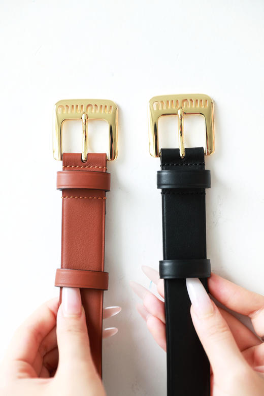 软羊皮铜扣腰带，好靓且上镜。复古机车风格牛皮鎏金皮带C061458 商品图1