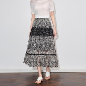 「高货wl」全新升级【铂金会员257/天猫339/差价82】(13240)洛诗琳夏季蕾丝拼烧花印花半裙2025新款小众设计通勤长裙