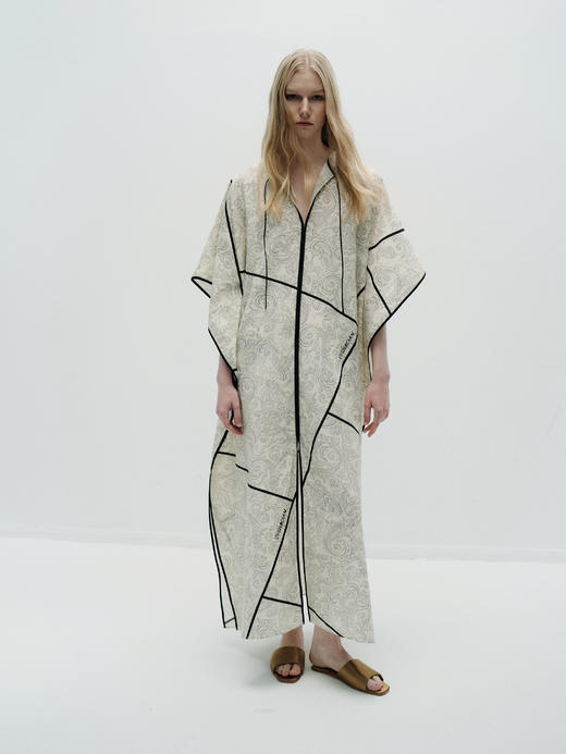 VC｜PF25001 Roma silk kaftan dress [连衣裙  米白印花 ] 商品图4