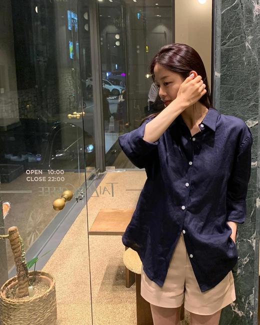 水洗薄如丝棉麻高级色调青蓝衬衫防晒衫 商品图5