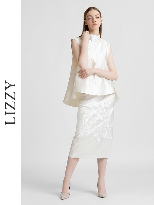 LIZZY 早秋 复古新中式刺绣修身中长款显瘦包臀半身裙7857 商品图1