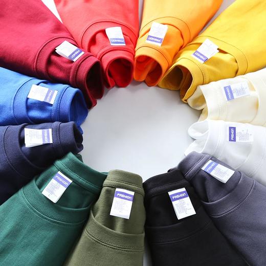 260g重磅精梳棉紧密赛络纺T恤圆领短袖男女同款落肩32支8001 商品图0