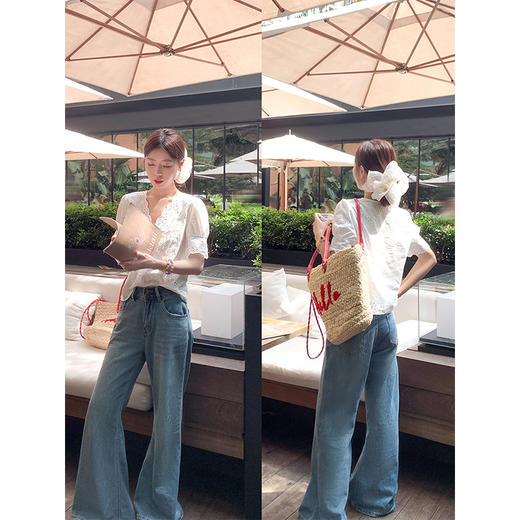 <曾小咸推荐>蕾丝镂空钩花衬衫女夏季新款 商品图2