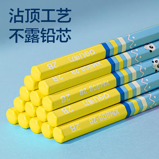 【萌趣熊猫陪你写字✏】得力六角杆安全铅笔，顺滑不易断芯，小学生练字必备 书写铅笔 HB/2B小学生书写练字安全铅笔！ 商品图3