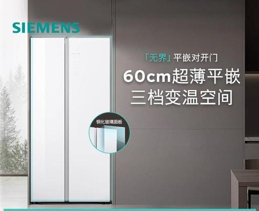 西门子（SIEMENS）【60cm超薄平嵌玻璃门】512升对开门变频无界电冰箱家用双开门大容量 抗菌净味 变温储鲜室 KA92EA220C 商品图0