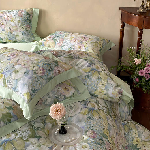 自然醒高端100支长绒棉数码印花双拼边全棉纯棉四件套HS 商品图8