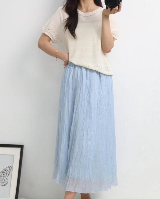 LPIUTY品牌直发！欧若风丁达尔鎏光压褶天丝半裙 C2288010 商品图1