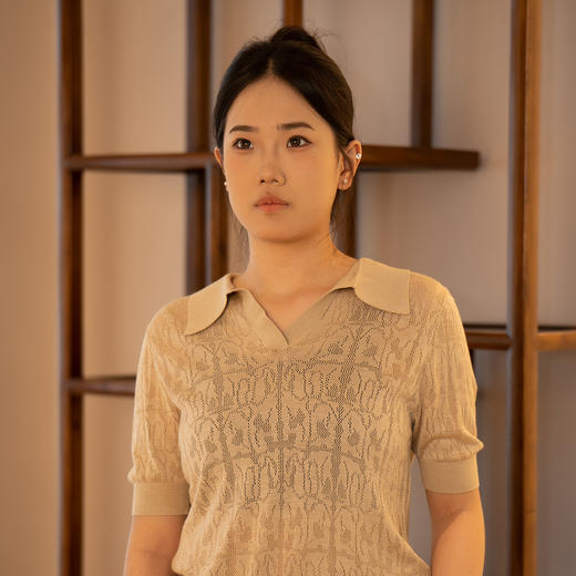 女款针织翻领衫 商品图1