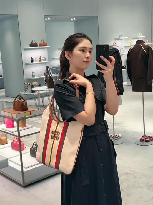 MiuMiu 25最新款条纹帆布Tote包（MMPLD） 商品图2