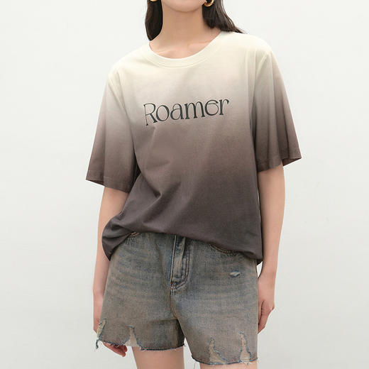 NEELLY纳俪商场同款夏季新款时尚渐变短袖字母T恤女圆领个性上衣N25052T01143 商品图2