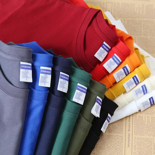 260g重磅精梳棉紧密赛络纺T恤圆领短袖男女同款落肩32支8001 商品图2