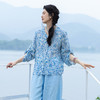 绽放女装322朵/【海街日记·小蓝花】亚麻印花后开衩衬衫女七分袖 商品缩略图1