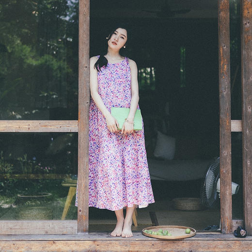 绽放女装321朵/【海街日记·美人鱼】亚麻印花背心裙无袖连衣裙夏 商品图2
