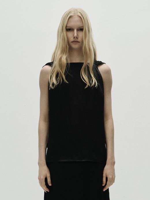 VC｜PF25016 Estonia flap tank top  [ 无袖上衣 浅米 / 黑 ] 商品图3