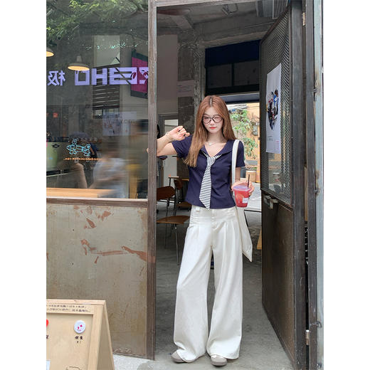 <曾小咸推荐>3.26现货秒杀 ！微信超特价！学院风海军领短袖T恤 日常119.99 立减60 秒杀59.99！！ 商品图3