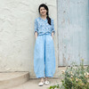 绽放女装322朵/【海街日记·小蓝花】亚麻印花后开衩衬衫女七分袖 商品缩略图2