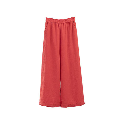 绽放337朵/【海街日记】亚麻全腰松紧内加抽绳脚口翻折边直筒裤女 商品图4