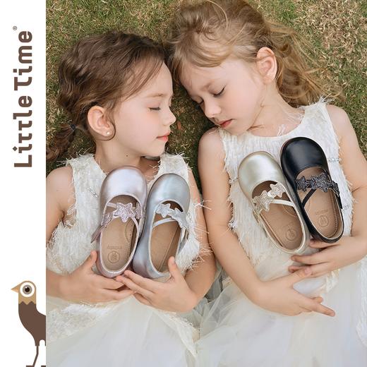 Little time儿童鞋2025春季新款纯色星星魔术贴软底皮鞋公主鞋 商品图0