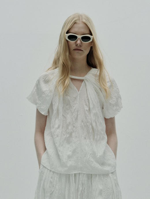 VC｜PF25018 Allie crinkled top [ 衬衫 墨绿 / 白 ] 商品图5