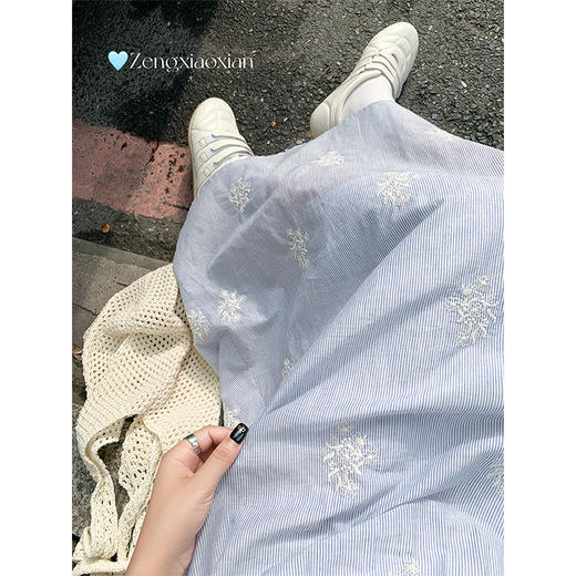 <曾小咸推荐>现货秒杀！微信超特价！法式泡泡袖条纹刺绣连衣裙 日常229.99 立减120 秒杀109.99！ 商品图2