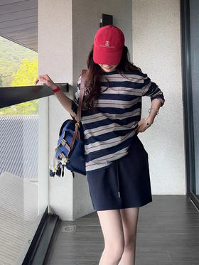 COCO ZONE 刘一一【100棉】圆领条纹撞色松弛感长袖T恤CD2A1313