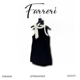 D家*春夏新品法式赫本风撞色蝴蝶结无袖连衣裙