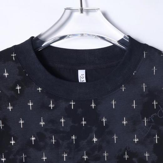 T3908夏季高级感新款男士美式满印十字印花短袖T恤宽松轻奢圆领上衣潮 商品图1