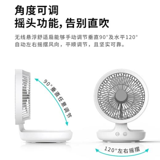 EDON爱登 无线循环可壁挂舒适扇 锂电款/遥控款  四档风力，悬浮120°摇头设计，广角送风空气循环覆盖整屋；免打孔壁挂，不占空间；夜灯功能柔和不刺眼，可折叠收纳，节约空间 商品图1